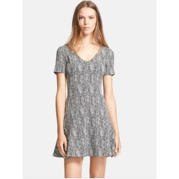 Theory Dresses & Skirts - Theory Nikay Parcel Mini Dress Size 12 Black White Herringbone Tweed Classic